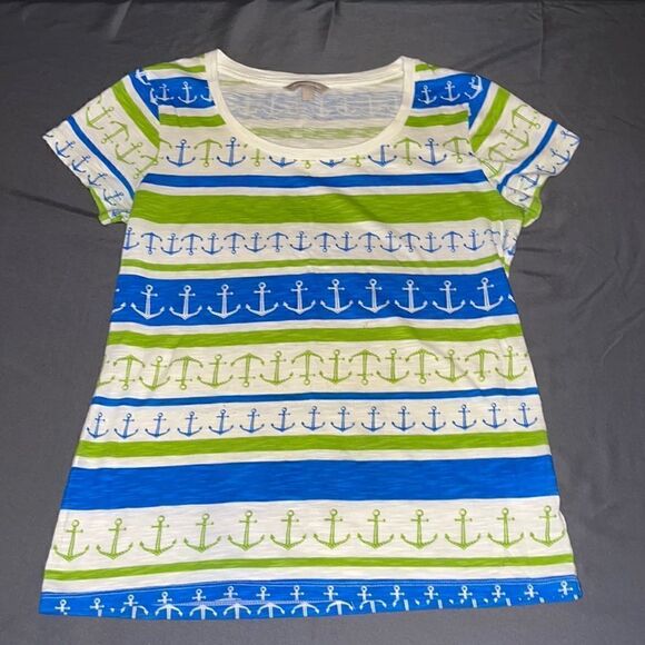 Banana Republic Blue & Green Anchor T- Shirt - FINAL PRICE - Picture 1 of 4